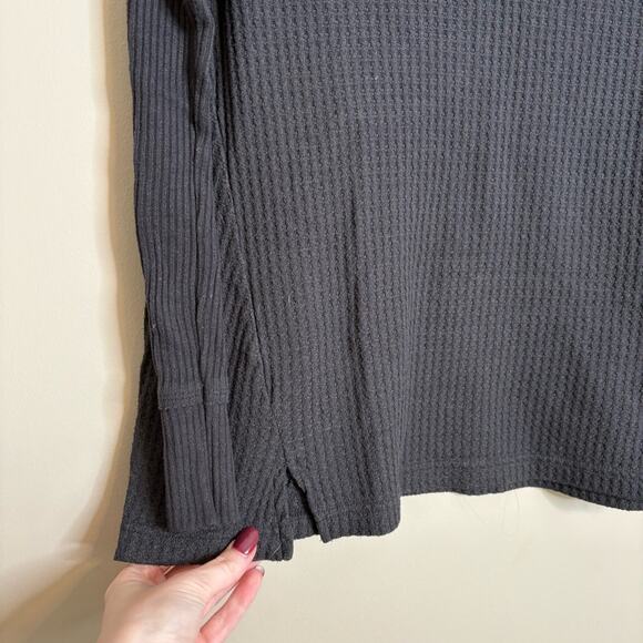 Anthropologie Maeve Pearson Waffle Knit Thermal Long Sleeve Black Size XS - Picture 5 of 8